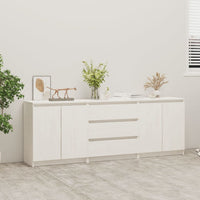 Credenza Bianca 180x36x65 cm in Legno Massello di Pino 3094294