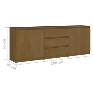 Credenza Marrone Miele 180x36x65 cm in Legno Massello di Pino cod mxl 40960