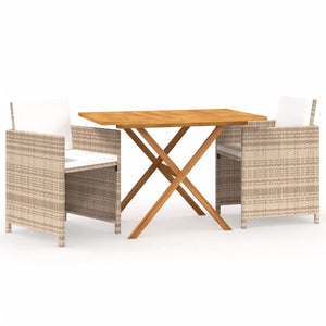 Set da Pranzo per Giardino 3 pz con Cuscini Beige 3094300