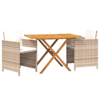 Set da Pranzo per Giardino 3 pz con Cuscini Beige 3094300