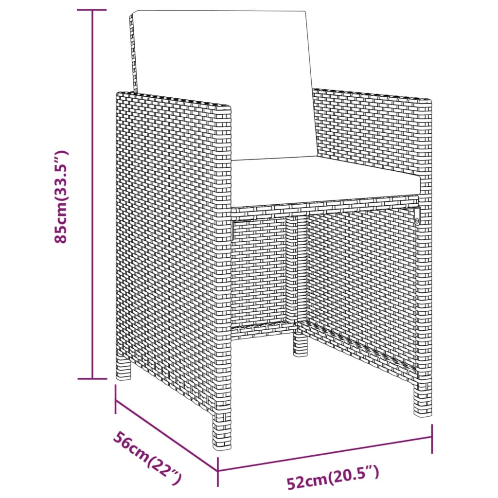 Set da Pranzo per Giardino 3 pz con Cuscini Beige 3094300