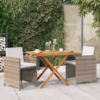 Set da Pranzo per Giardino 3 pz con Cuscini Beige 3094300