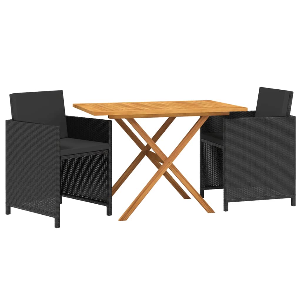 Set da Pranzo per Giardino 3 pz con Cuscini Nero cod mxl 38263