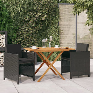 Set da Pranzo per Giardino 3 pz con Cuscini Nero cod mxl 38263