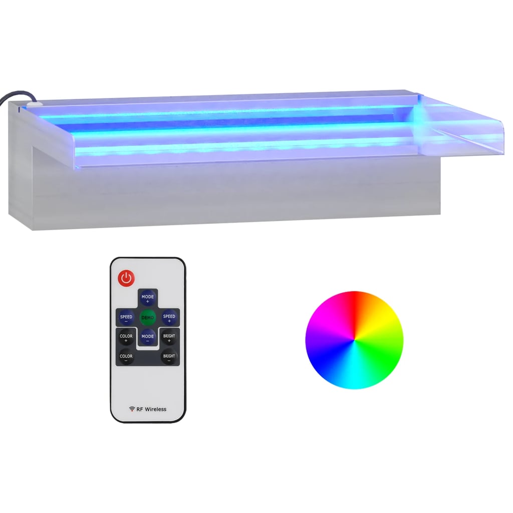 Sfioratore a Cascata con LED RGB Acciaio Inox 30 cm 151408