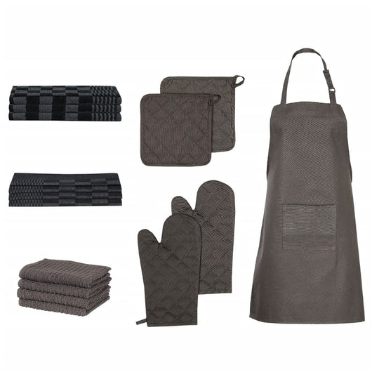 Set Strofinacci 15 pz con Guanti da Forno e Presine Cotone Nerocod mxl 127893