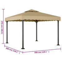 Gazebo Tortora 3x3 m Alluminio e Acciaio