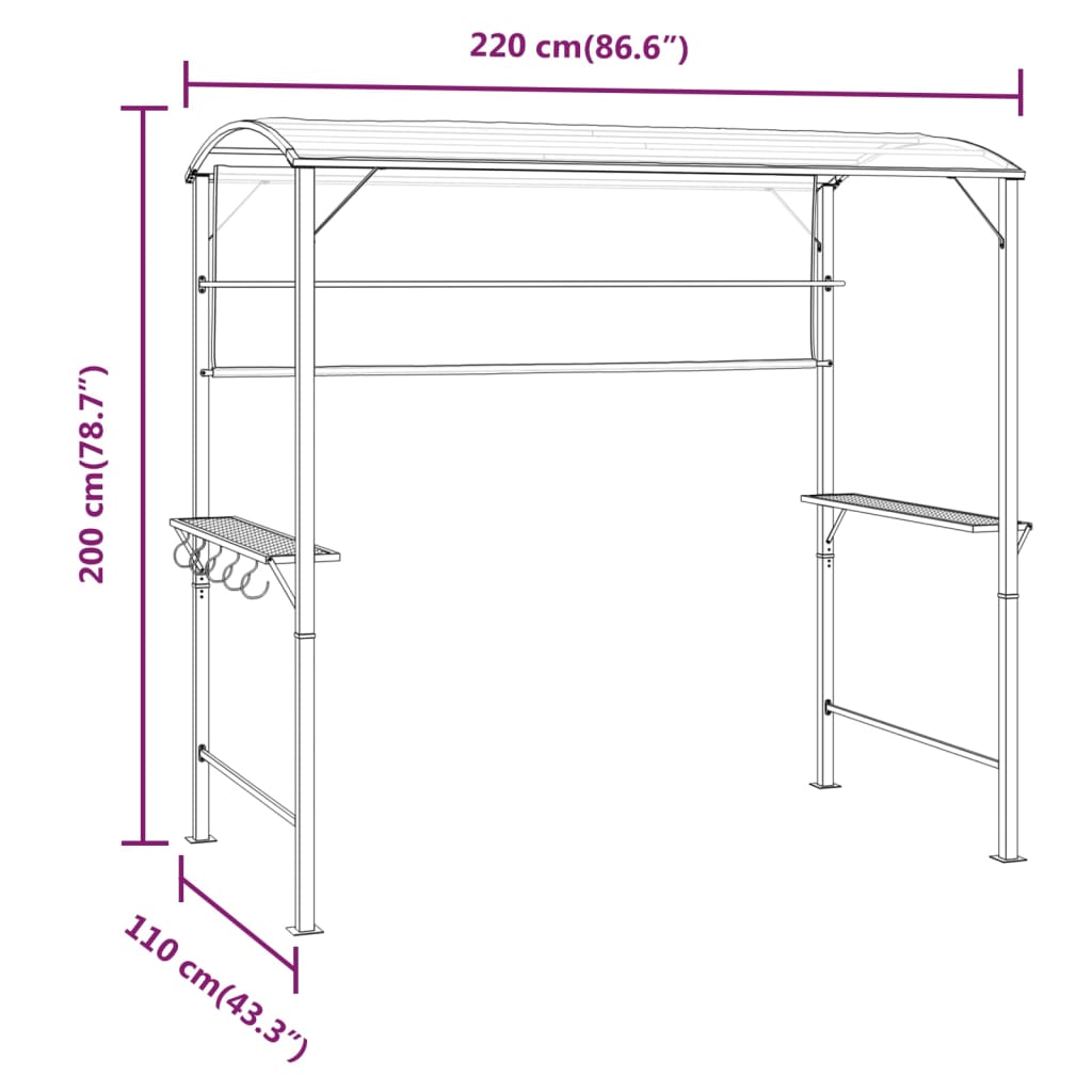 Gazebo con Tetto 220x110x200 cm Crema 318532