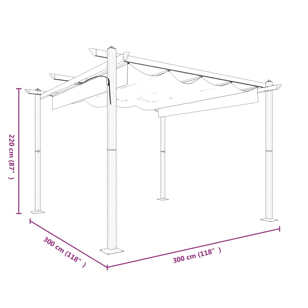 Pergola da Giardino con Tetto Retrattile 3x3 m Crema cod 9406