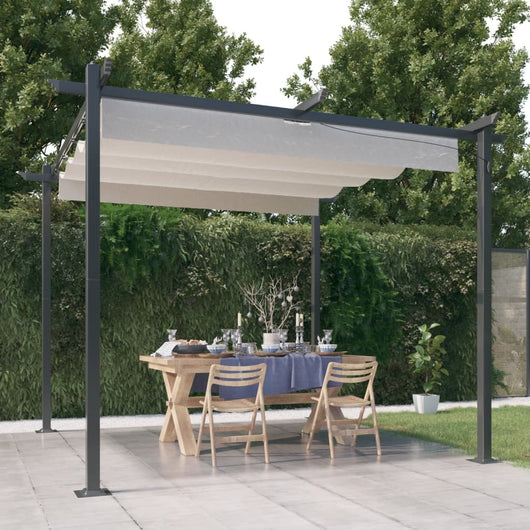 Pergola da Giardino con Tetto Retrattile 3x3 m Crema cod mxl 65928