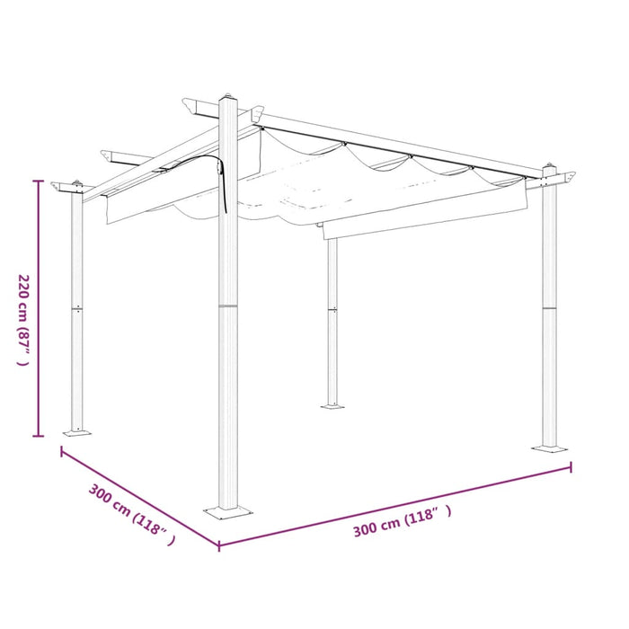 Pergola da Giardino con Tetto Retrattile 3x3 m Antracite 318535