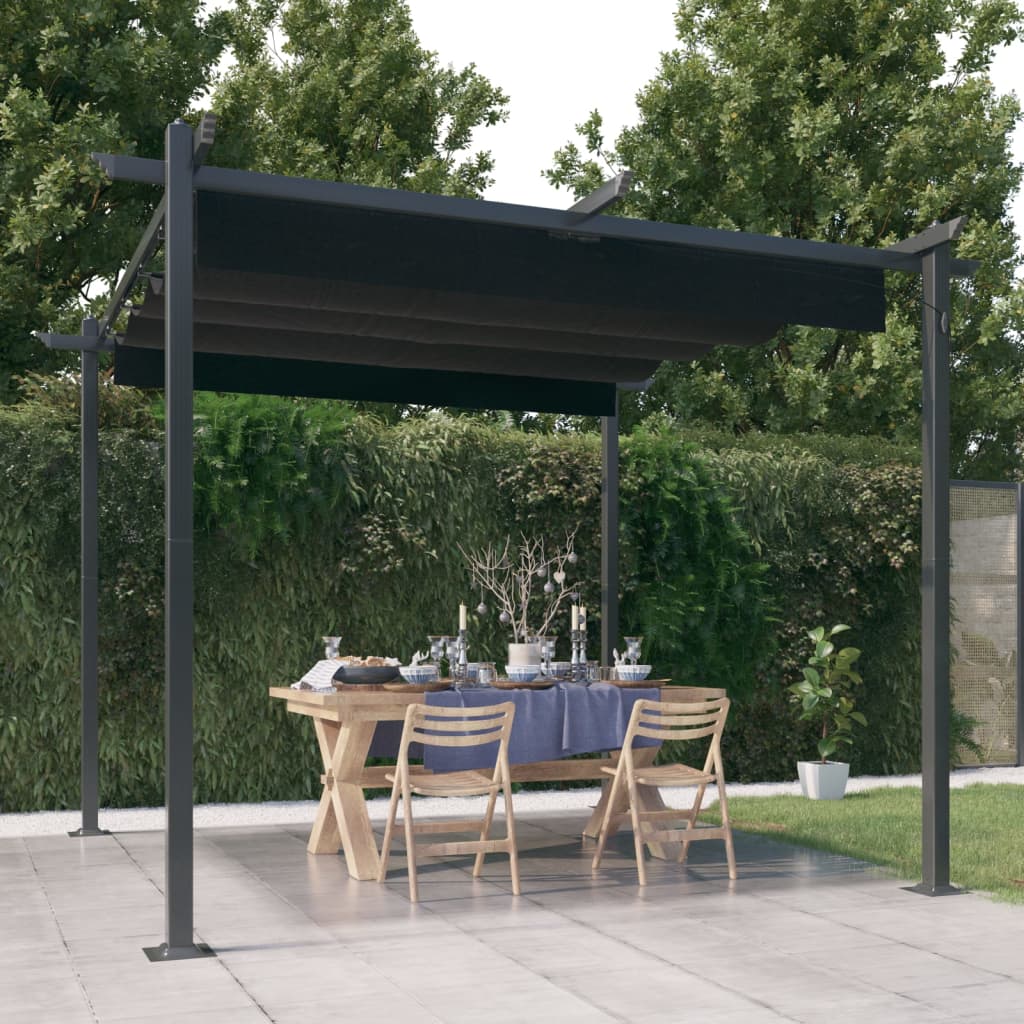 Pergola da Giardino con Tetto Retrattile 3x3 m Antracite 318535