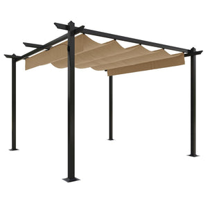 Pergola da Giardino con Tetto Retrattile 3x3 m Tortora