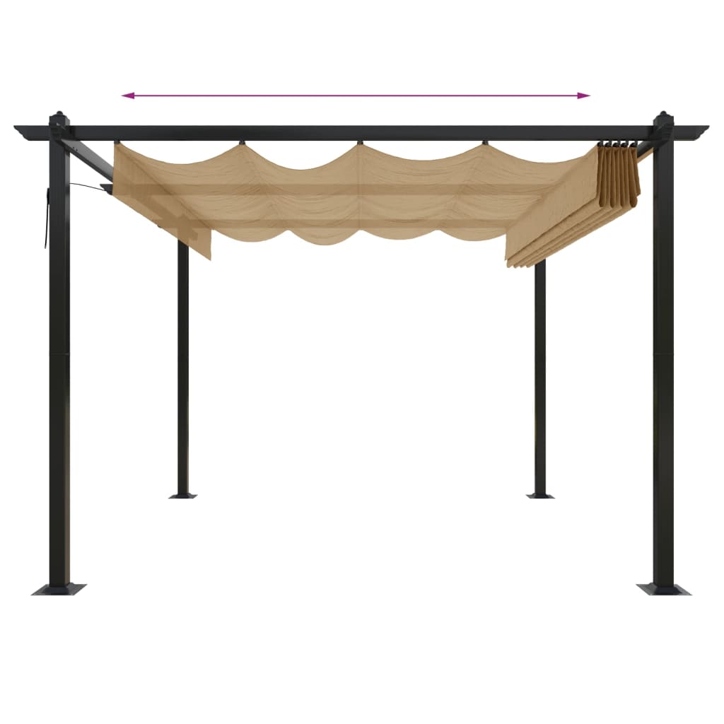 Pergola da Giardino con Tetto Retrattile 3x3 m Tortora