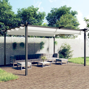 Pergola da Giardino con Tetto Retrattile 4x3 m Crema 318537