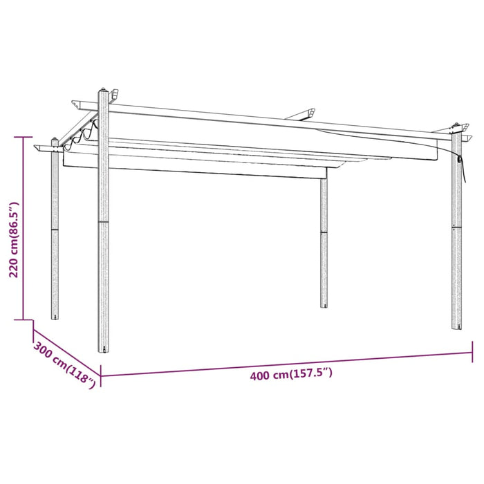 Pergola da Giardino con Tetto Retrattile 4x3 m Antracite cod mxl 66250