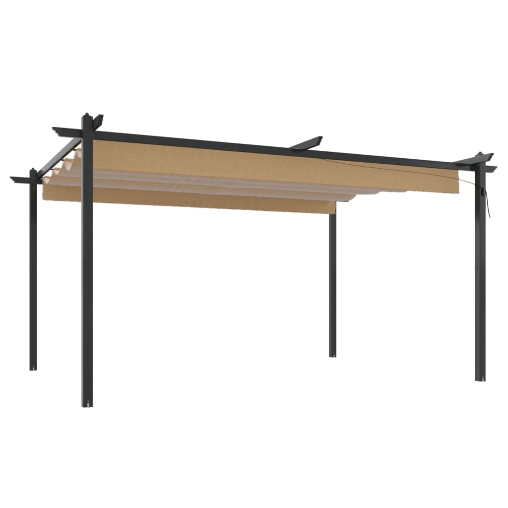 Pergola da Giardino con Tetto Retrattile 4x3 m Tortora 318539