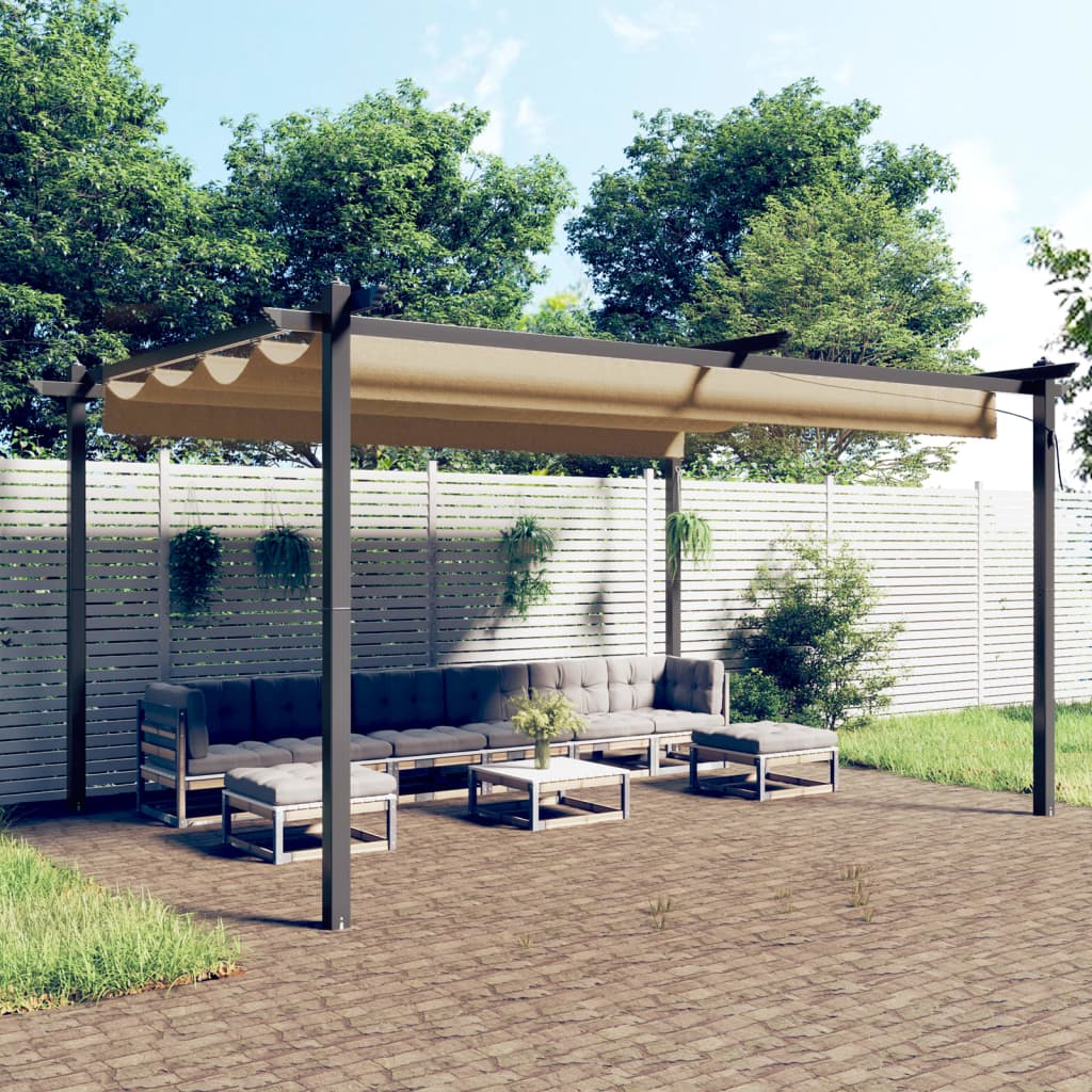 Pergola da Giardino con Tetto Retrattile 4x3 m Tortora 318539