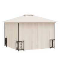 Gazebo con Teli Laterali e Doppio Tetto 3x3 m Crema 318540