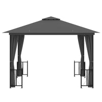 Gazebo con Teli Laterali e Doppio Tetto 3x3 m Antracite