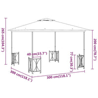 Gazebo con Teli Laterali e Doppio Tetto 3x3 m Antracite