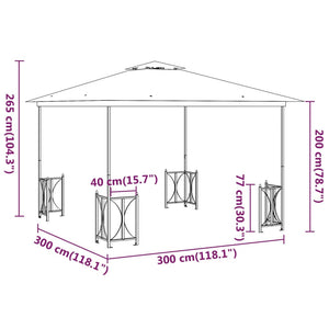 Gazebo con Teli Laterali e Doppio Tetto 3x3 m Antracite 318541