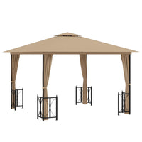 Gazebo con Teli Laterali e Doppio Tetto 3x3 m Tortora cod mxl 65926