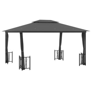 Gazebo con Teli Laterali e Doppio Tetto 3x4 m Antracite cod mxl 66014