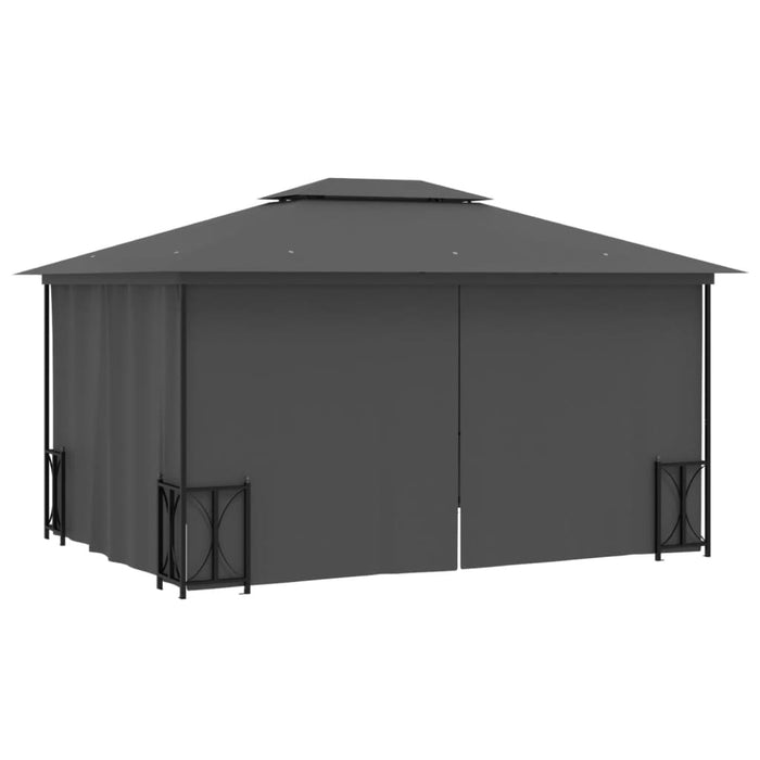 Gazebo con Teli Laterali e Doppio Tetto 3x4 m Antracite cod mxl 66014