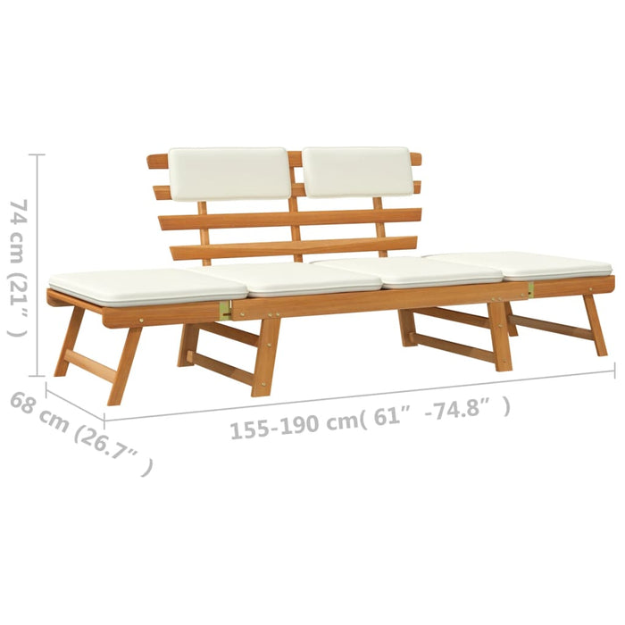 Panca da Giardino con Cuscini 2-in-1 190 cm in Legno di Acacia 316832