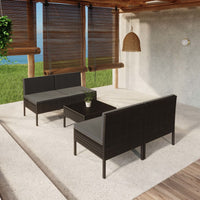 Set Divani da Giardino 5 pz con Cuscini in Polyrattan Nero cod mxl 38266