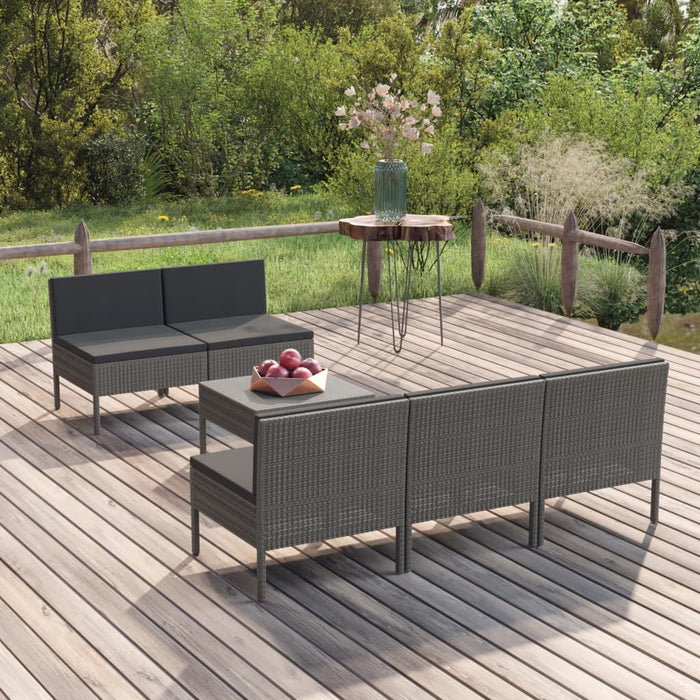 Set Divani da Giardino 9 pz con Cuscini in Polyrattan Grigio cod mxl 38286