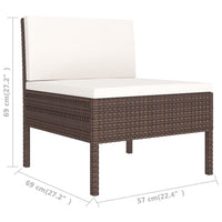 Set Divani da Giardino 5 pz con Cuscini in Polyrattan Marrone cod mxl 38287