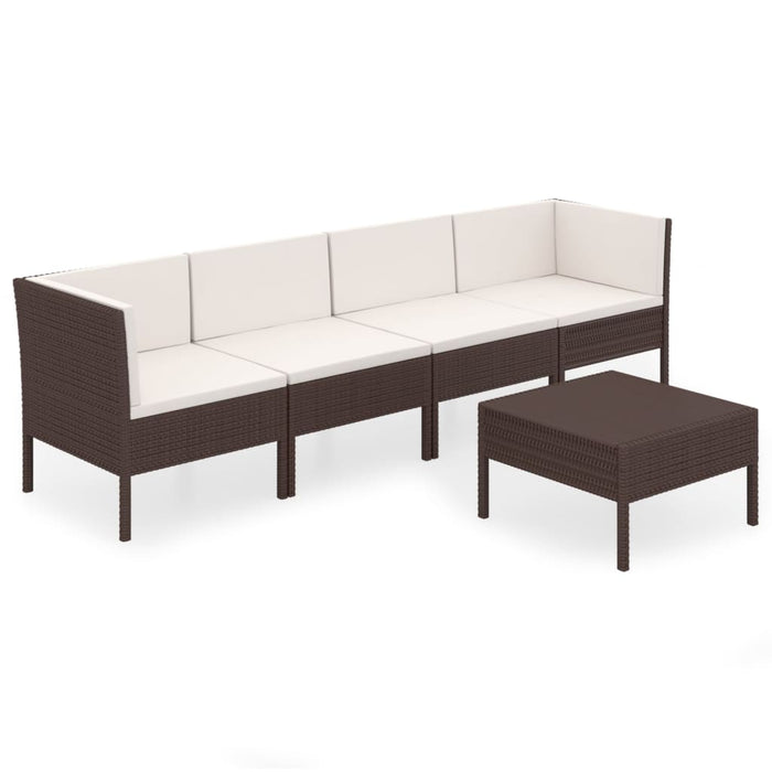 Set Divani da Giardino 5 pz con Cuscini in Polyrattan Marrone 3094335