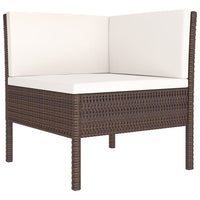 Set Divani da Giardino 5 pz con Cuscini in Polyrattan Marrone cod mxl 38268