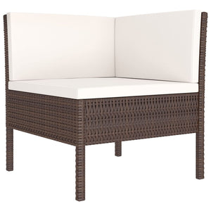 Set Divani da Giardino 5 pz con Cuscini in Polyrattan Marrone cod mxl 38268