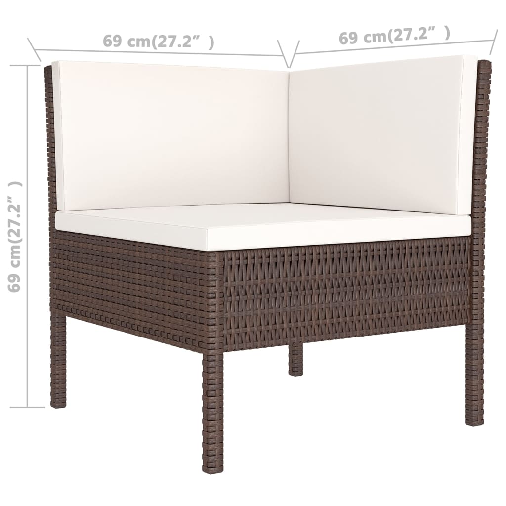 Set Divani da Giardino 5 pz con Cuscini in Polyrattan Marrone 3094335