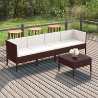 Set Divani da Giardino 5 pz con Cuscini in Polyrattan Marrone cod mxl 38268