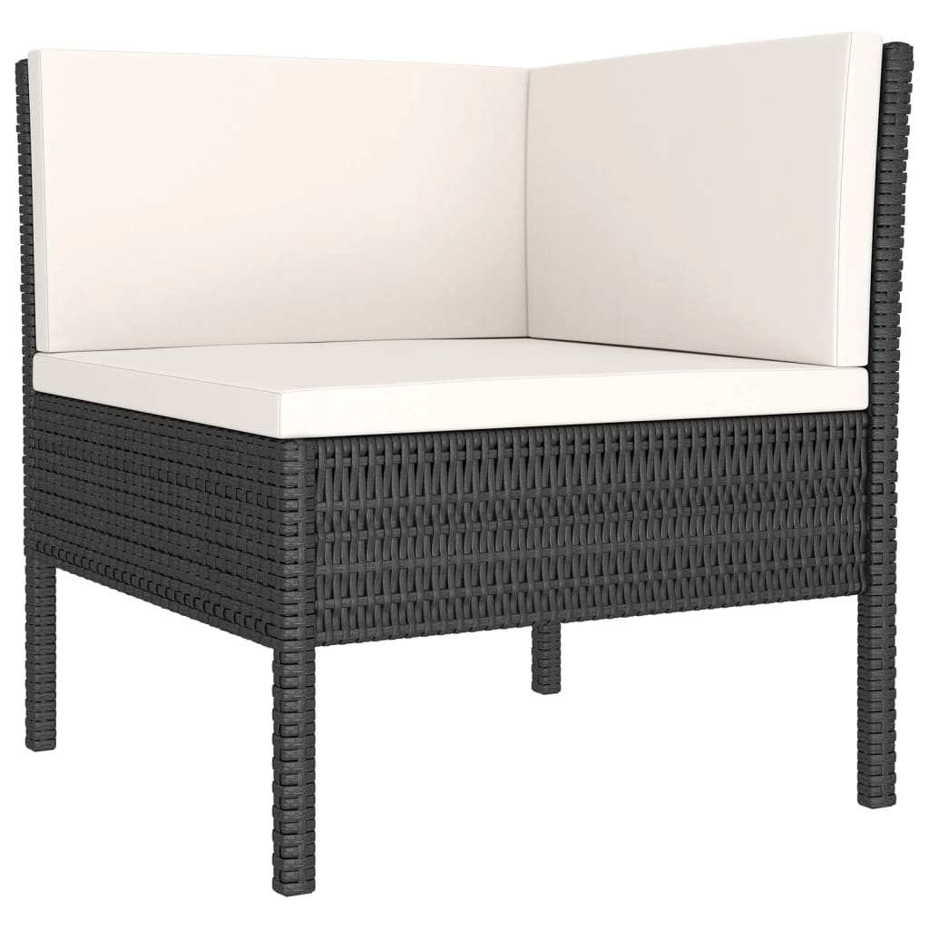 Set Divani da Giardino 5 pz con Cuscini in Polyrattan Nero 3094336