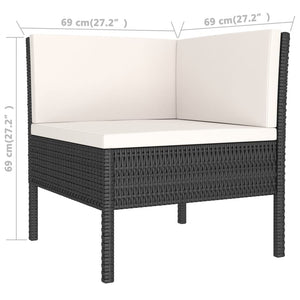 Set Divani da Giardino 5 pz con Cuscini in Polyrattan Nero 3094336