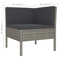 Set Divani da Giardino 5 pz con Cuscini in Polyrattan Grigio cod mxl 38281