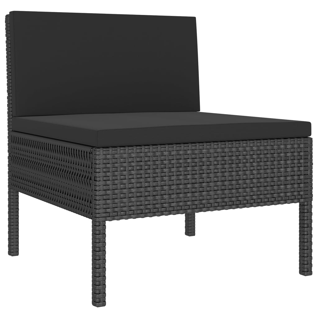 Set Divani da Giardino 5 pz con Cuscini in Polyrattan Nero 3094341