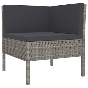 Set Divani da Giardino 5 pz con Cuscini in Polyrattan Grigio 3094342