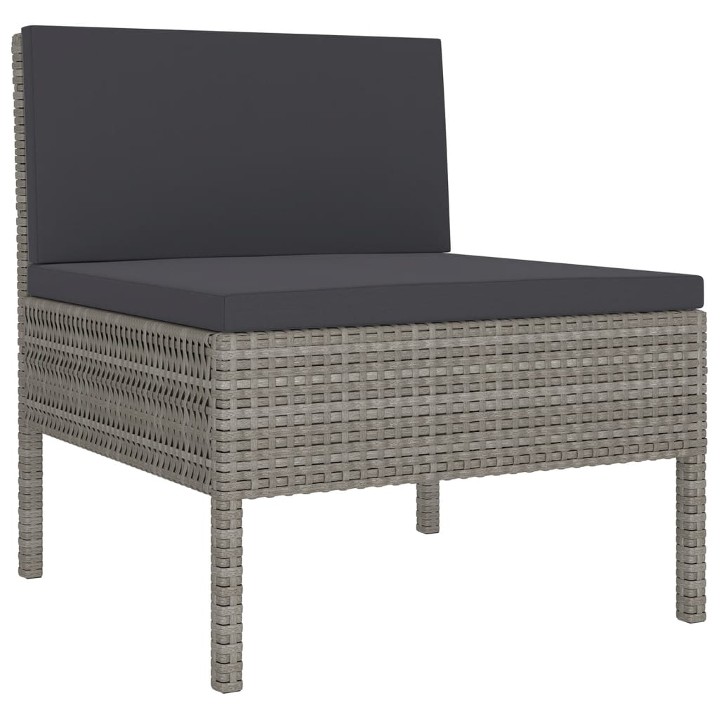 Set Divani da Giardino 5 pz con Cuscini in Polyrattan Grigio 3094342