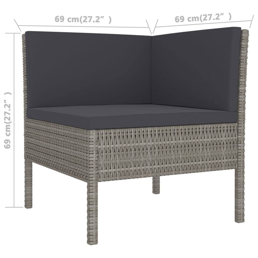 Set Divani da Giardino 5 pz con Cuscini in Polyrattan Grigio cod mxl 41944