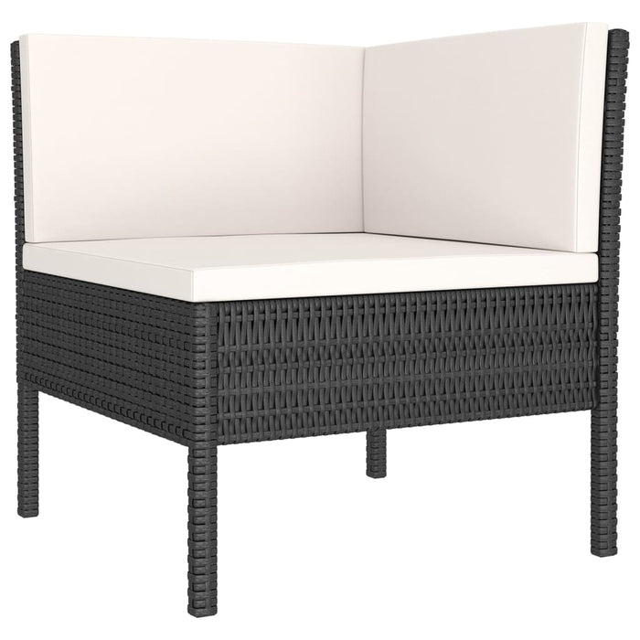 Set Divani da Giardino 6 pz con Cuscini in Polyrattan Nero 3094344