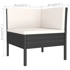 Set Divani da Giardino 6 pz con Cuscini in Polyrattan Nero 3094344