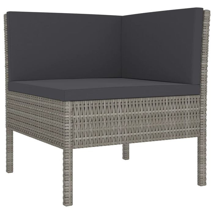 Set Divani da Giardino 6 pz con Cuscini in Polyrattan Grigio 3094346