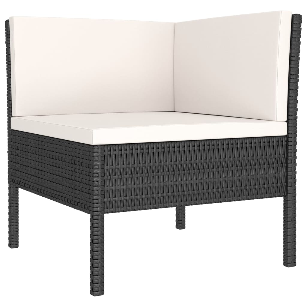 Set Divani da Giardino 6 pz con Cuscini in Polyrattan Nero 3094348