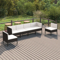 Set Divani da Giardino 6 pz con Cuscini in Polyrattan Nero 3094348